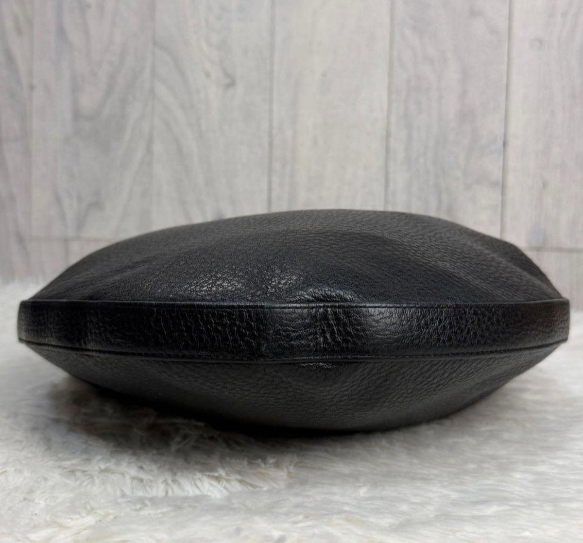 Authentic BVLGARI Black Leather Moon Hobo Bag Slouchy Crescent Shoulder Bag