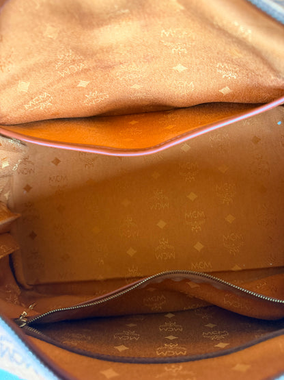 MCM Vintage Cognac Visetos Boston Bag Medium Monogram