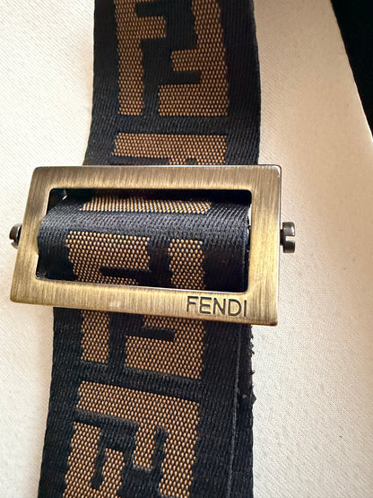 Vintage Fendi Zucca Canvas Double Pocket Belt Bag - Small