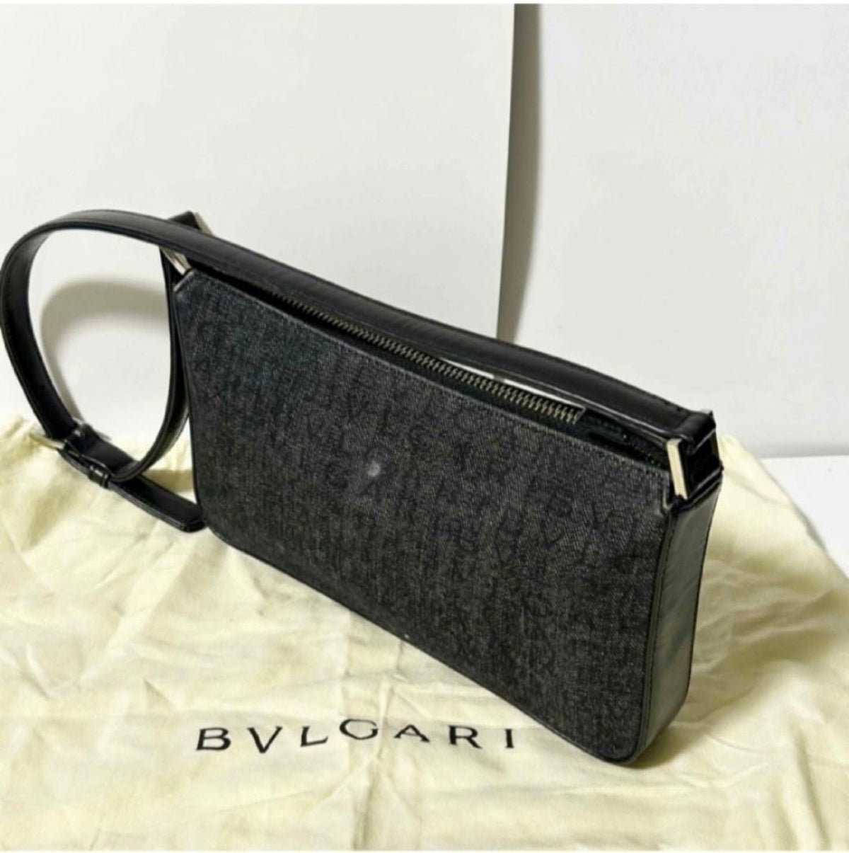 Bvlgari Logo Mania Mini Denim Shoulder Bag - Black Vintage Pochette