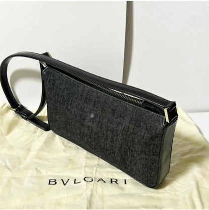 Bvlgari Logo Mania Mini Denim Shoulder Bag - Black Vintage Pochette