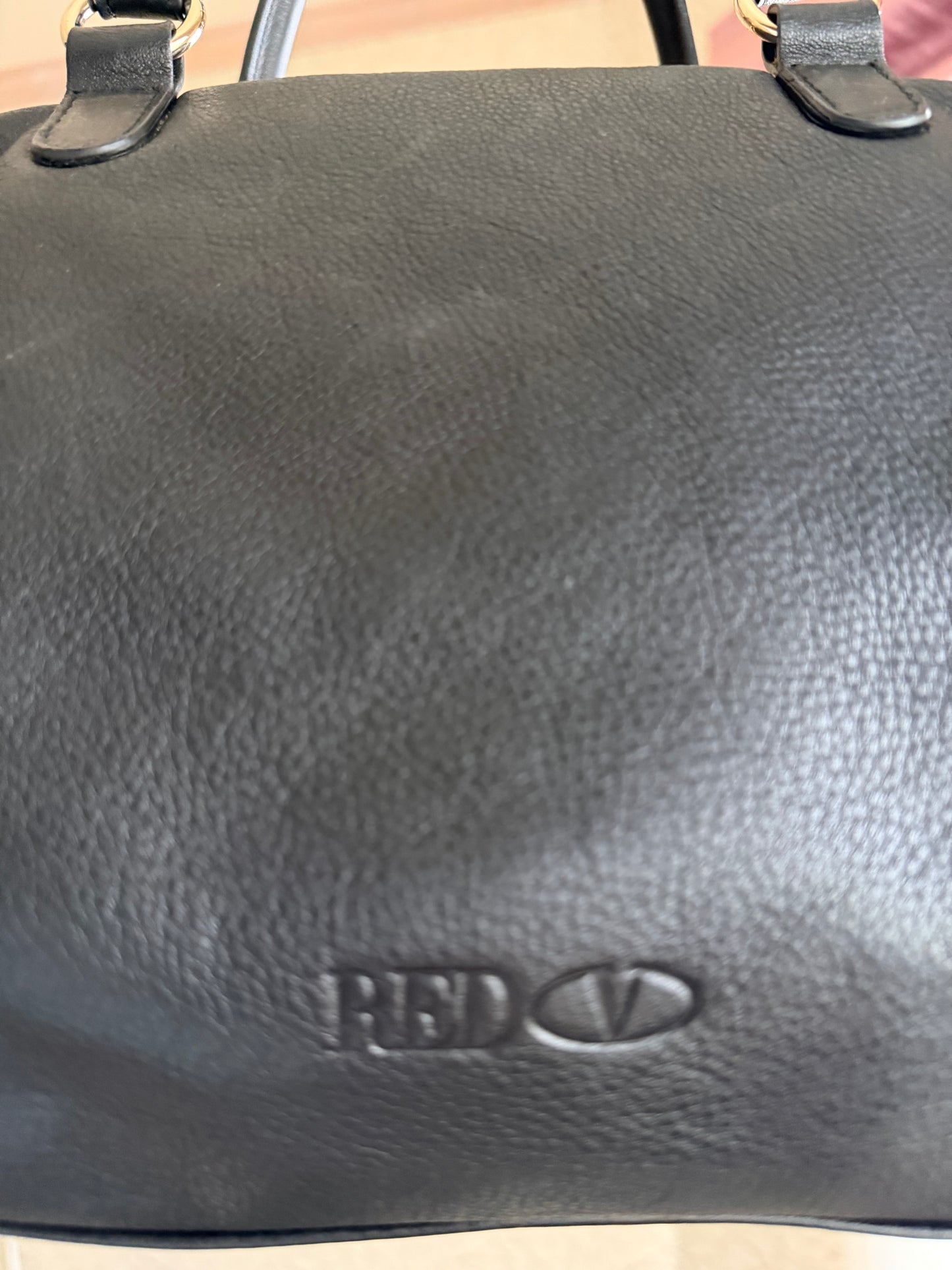 Pre-loved RED Valentino Black Leather Bow Shoulder Bag