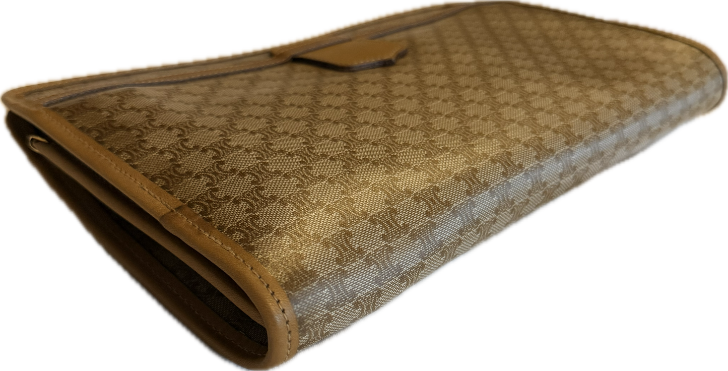 Vintage Celine Macadam Monogram Medium Clutch Bag - Brown