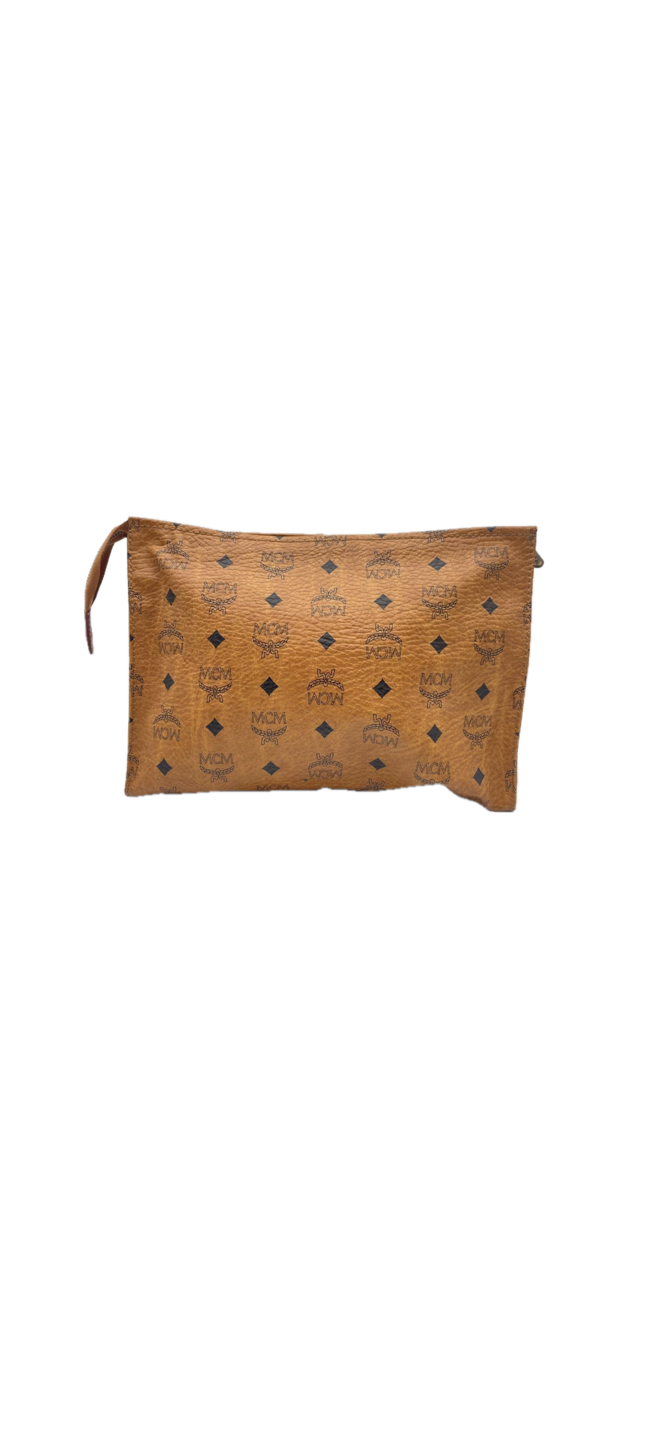 Vintage MCM Cognac Visetos Large Clutch Pouch Folio Bag