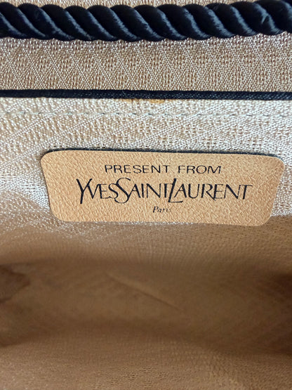 Yves Saint Laurent Vintage Black Satin Rope Shoulder Bag with Interior Mirror