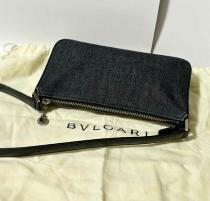 Bvlgari Logo Mania Mini Denim Shoulder Bag - Black Vintage Pochette