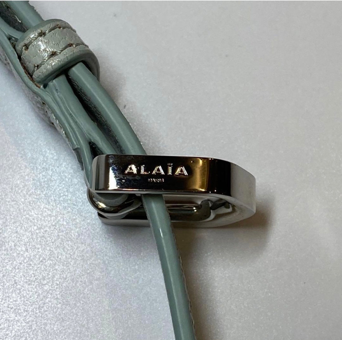 Brand New ALAÏA Mint Blue Leather Khaima Small Shoulder Bag