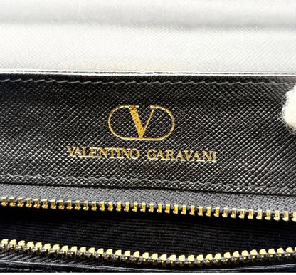 Vintage Valentino Garavani Black Leather Top Handle Bag with Crossbody Strap