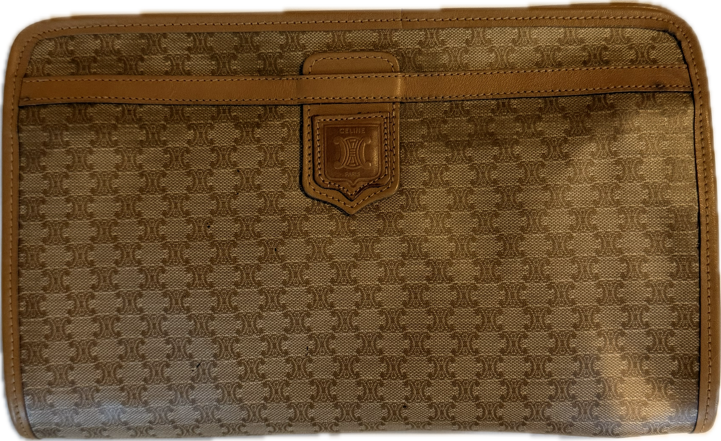 Vintage Celine Macadam Monogram Medium Clutch Bag - Brown