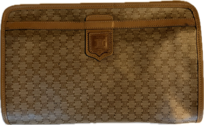 Vintage Celine Macadam Monogram Medium Clutch Bag - Brown