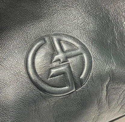 Vintage Giorgio Armani Black Nappa Leather Top Handle Bag - GA Logo
