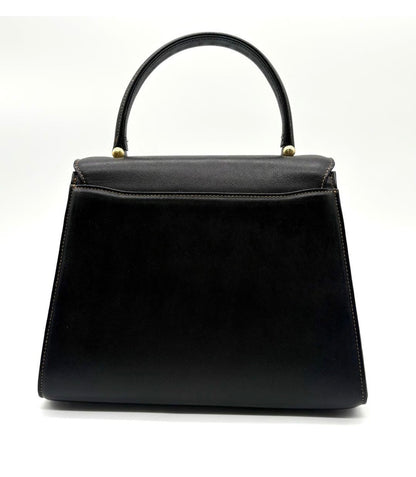 Vintage Valentino Garavani Black Leather Top Handle Bag with Crossbody Strap