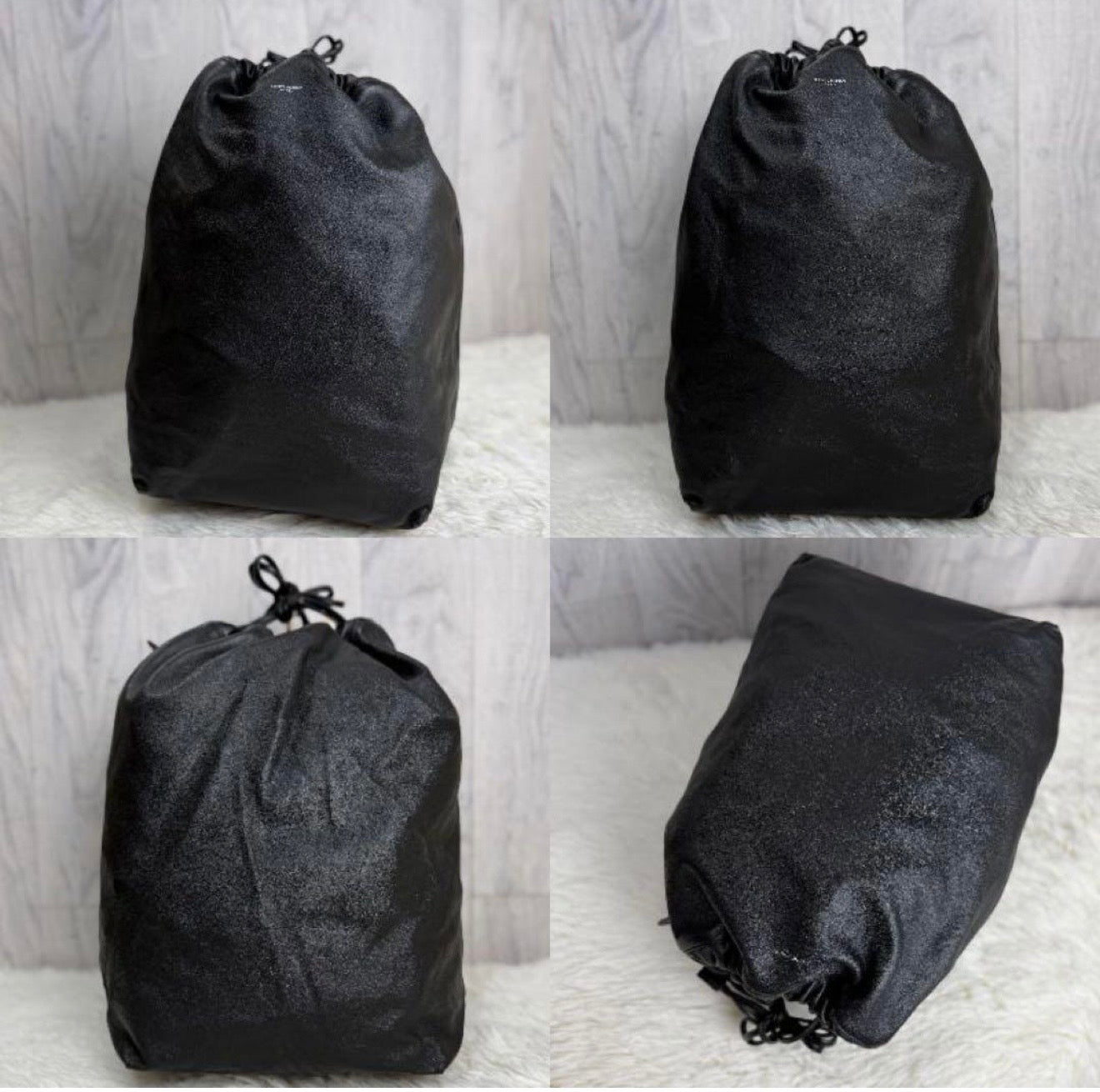 Saint Laurent Teddy Perforated Nappa Leather Shopping Tote Bag Black with Pouches