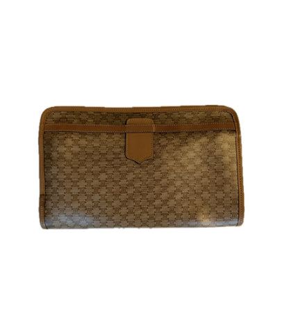Vintage Celine Macadam Monogram Medium Clutch Bag - Brown