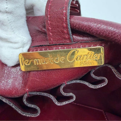 : Vintage Must de Cartier Burgundy Leather Saddle Flap Bag