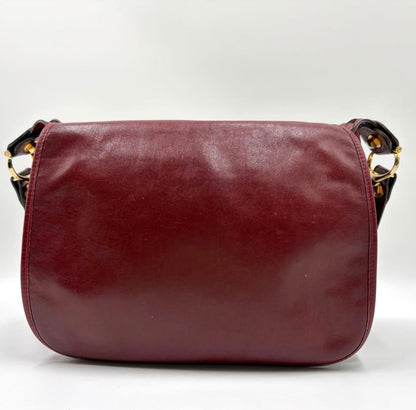 : Vintage Must de Cartier Burgundy Leather Saddle Flap Bag