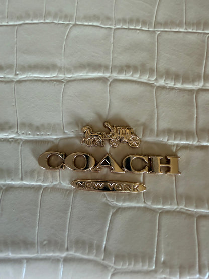 Coach Slim Crossbody Bag Croc-Embossed Leather Light Coral with Dust Bag