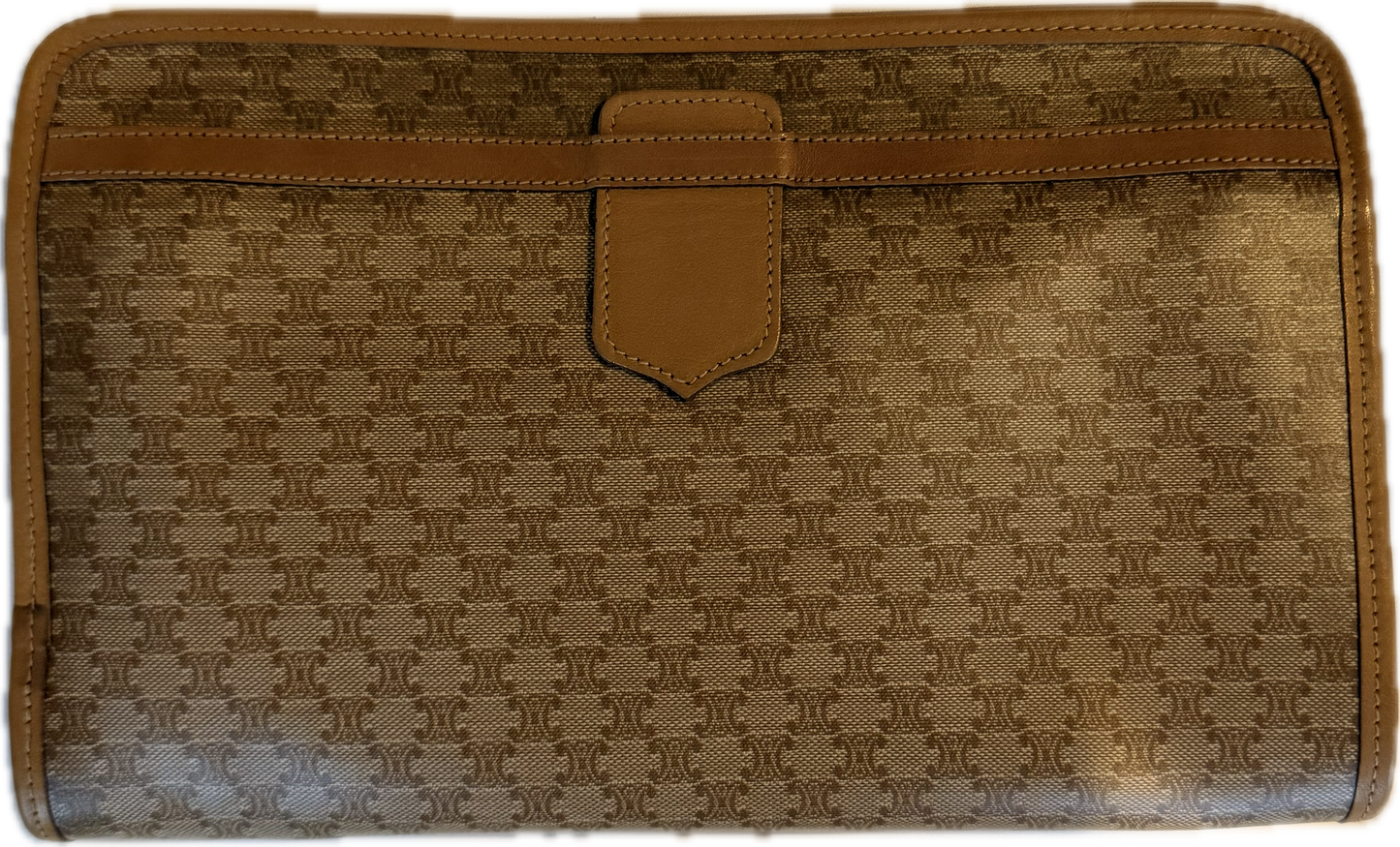 Vintage Celine Macadam Monogram Medium Clutch Bag - Brown