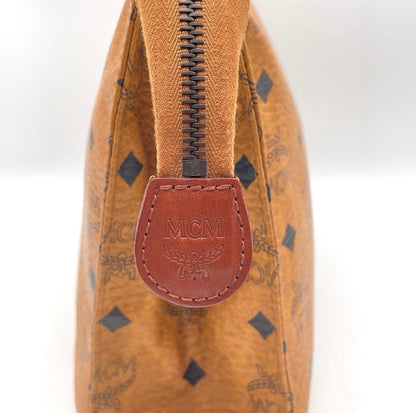 Vintage MCM Cognac Visetos Large Clutch Pouch Folio Bag