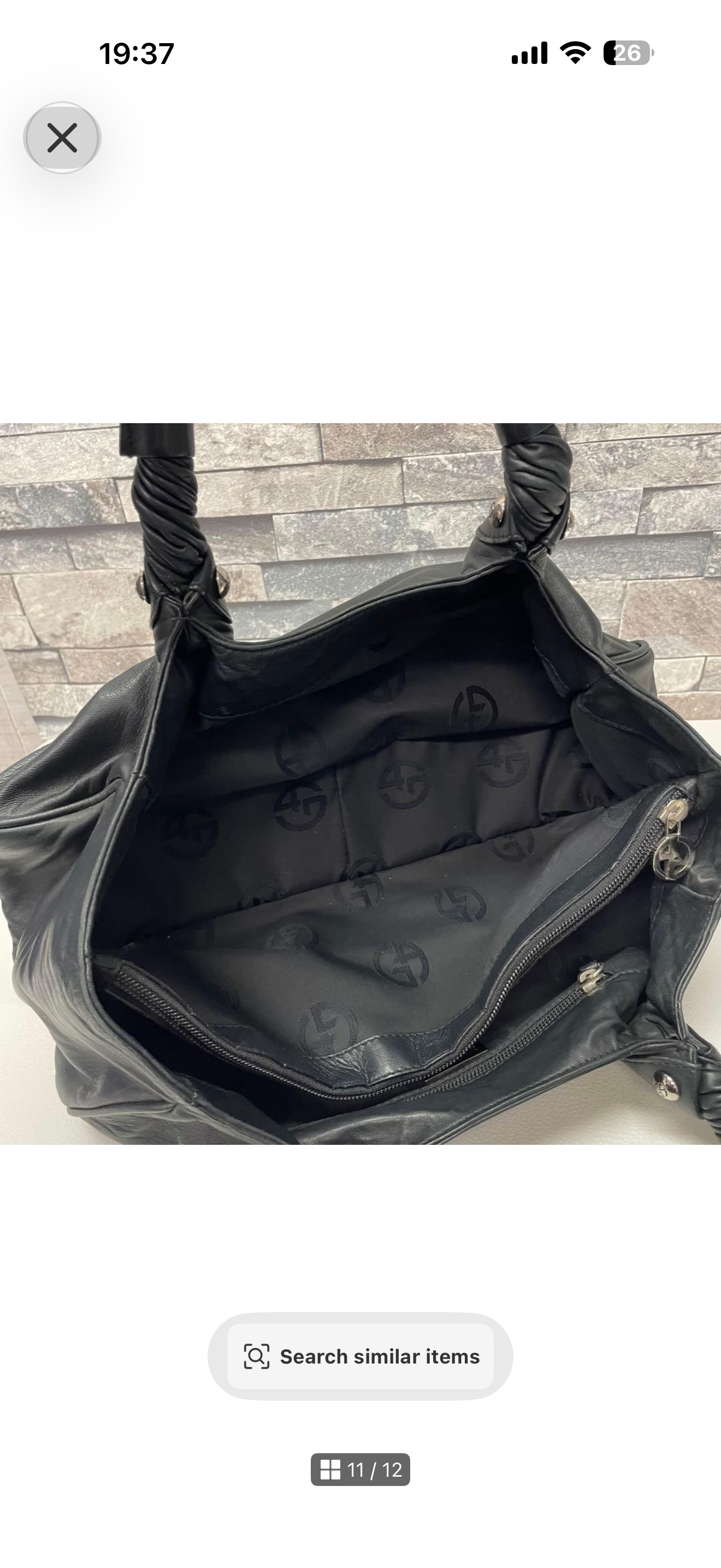 Vintage Giorgio Armani Black Nappa Leather Top Handle Bag - GA Logo