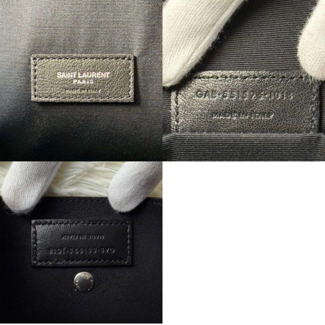Saint Laurent Teddy Perforated Nappa Leather Shopping Tote Bag Black with Pouches