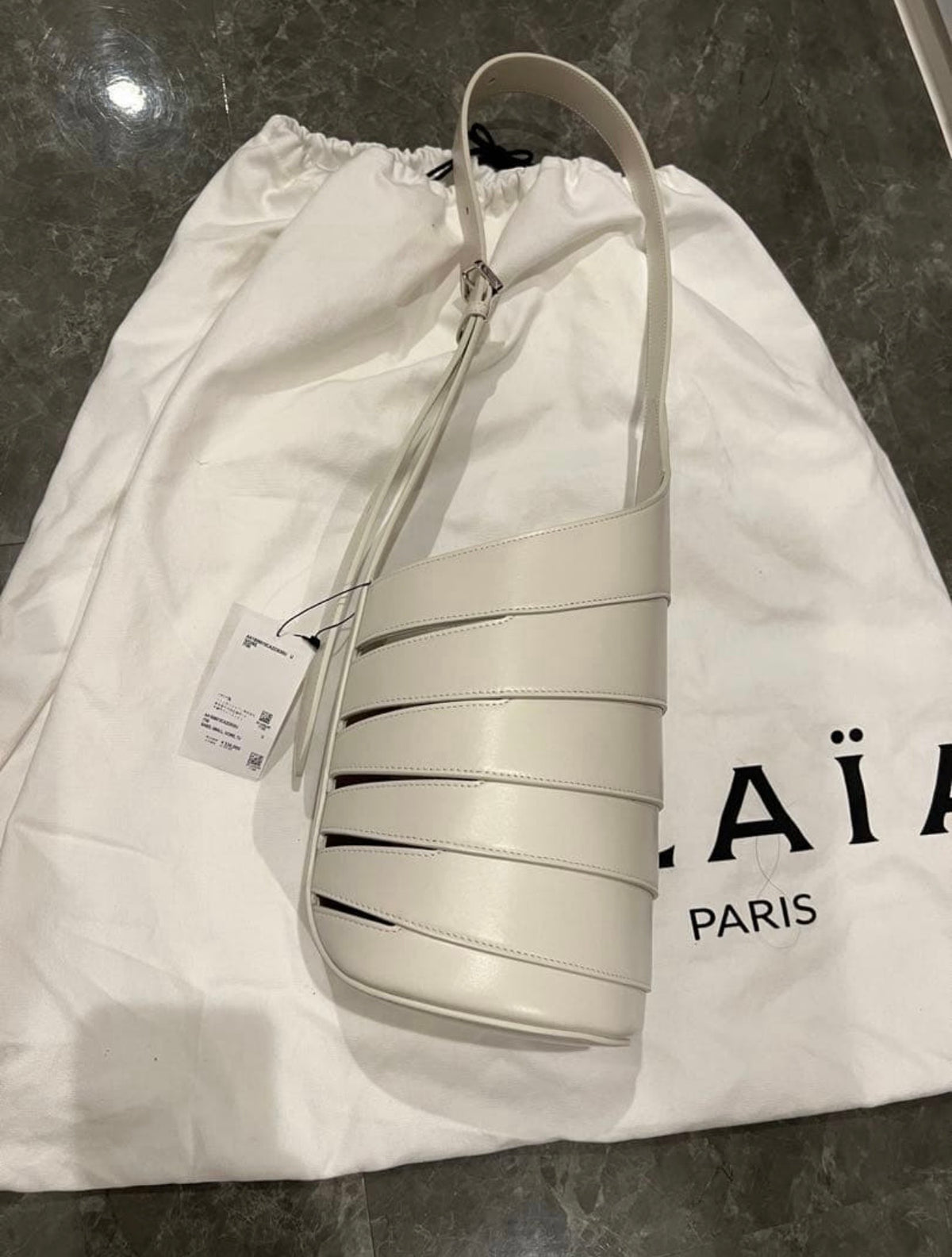 Brand New ALAÏA White Leather Small Babel Shoulder Bag Unused With Pouch