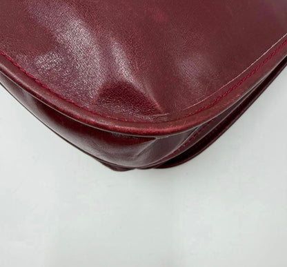 : Vintage Must de Cartier Burgundy Leather Saddle Flap Bag