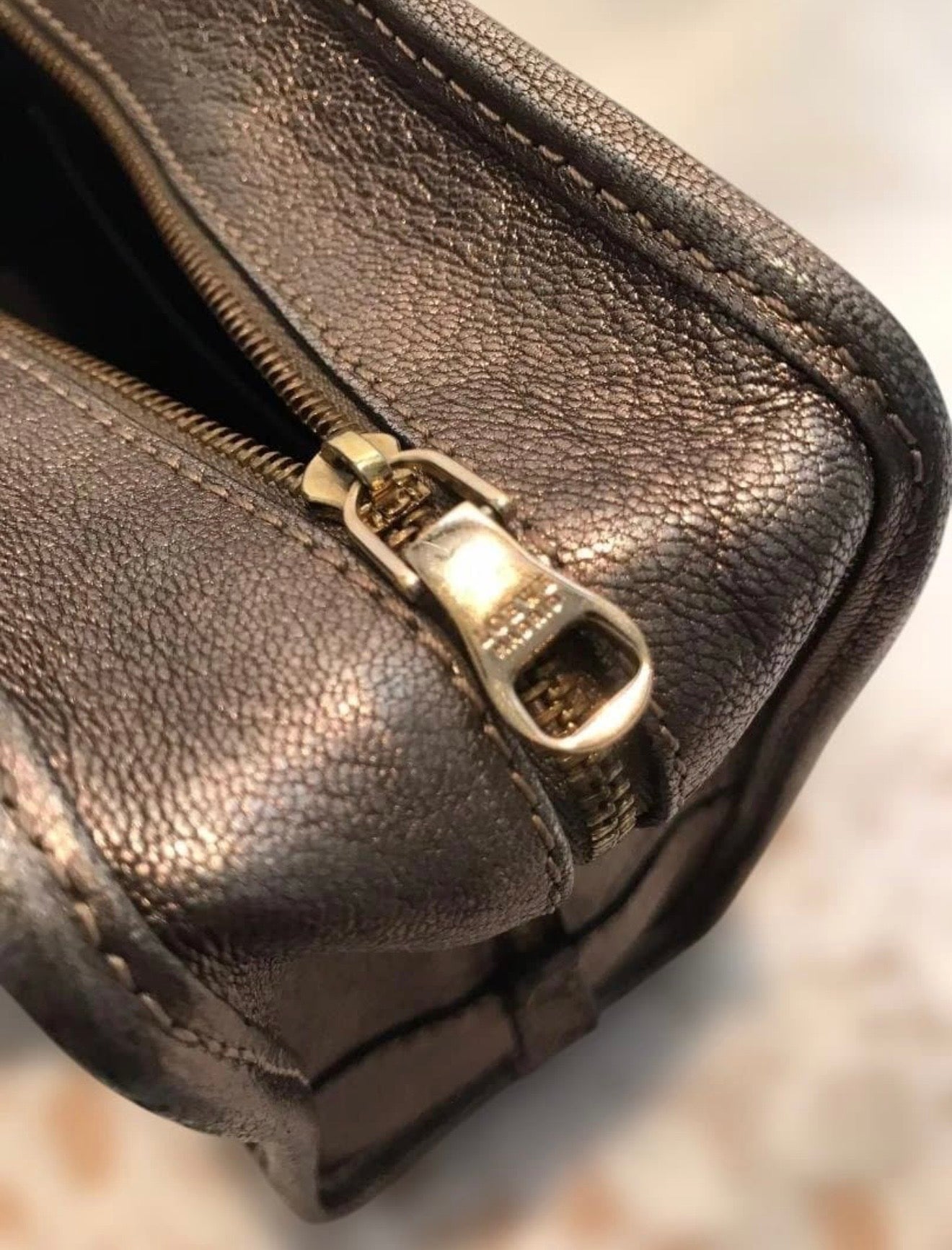 Loewe Amazona 28 Metallic Bronze Leather Handbag