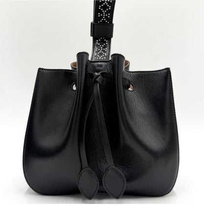 Authentic ALAÏA Black Leather Rose Marie Studded Bucket Bag Excellent Condition