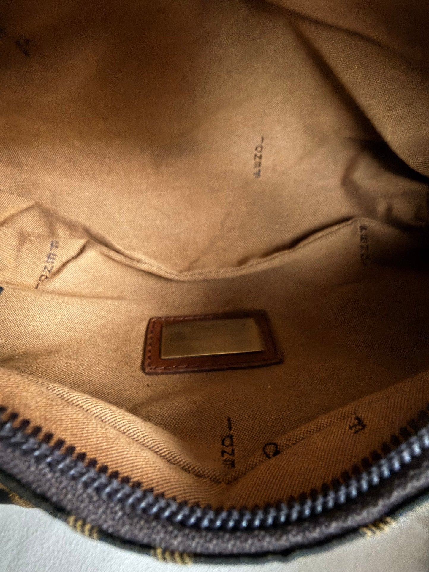 Vintage Fendi Zucca Canvas Double Pocket Belt Bag - Small