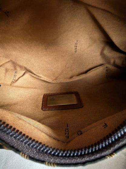 Vintage Fendi Zucca Canvas Double Pocket Belt Bag - Small