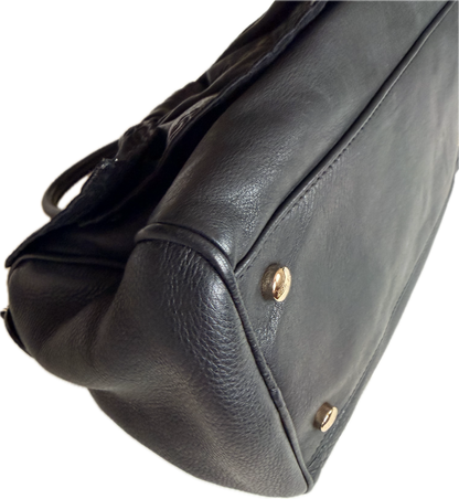 Pre-loved RED Valentino Black Leather Bow Shoulder Bag