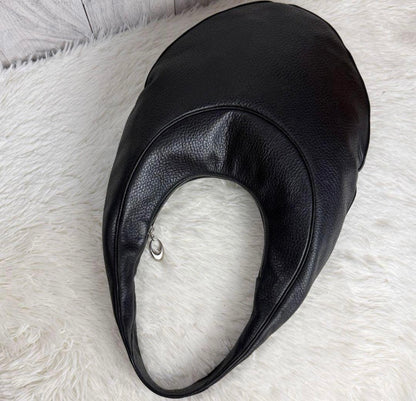 Authentic BVLGARI Black Leather Moon Hobo Bag Slouchy Crescent Shoulder Bag