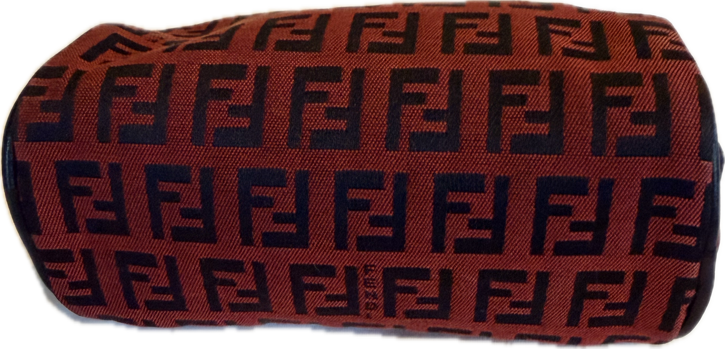 Vintage Fendi Zucca Canvas Mini Cosmetic Pouch - Rare Red & Black