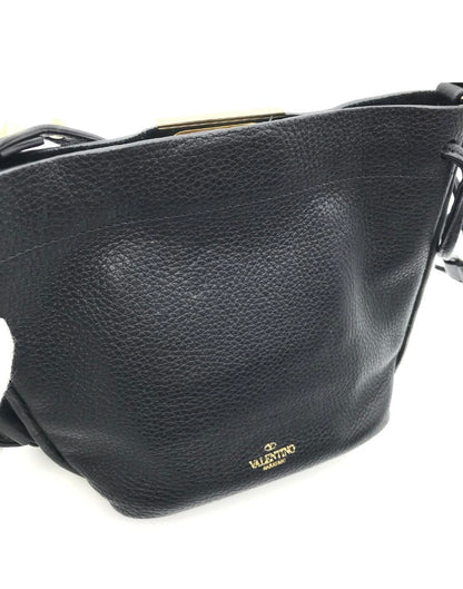 Valentino Garavani Rockstud Alcove Small Bucket Bag - Black Grained Leather