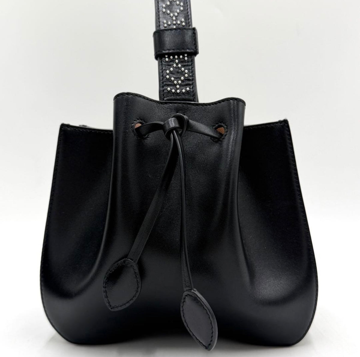 Authentic ALAÏA Black Leather Rose Marie Studded Bucket Bag Excellent Condition