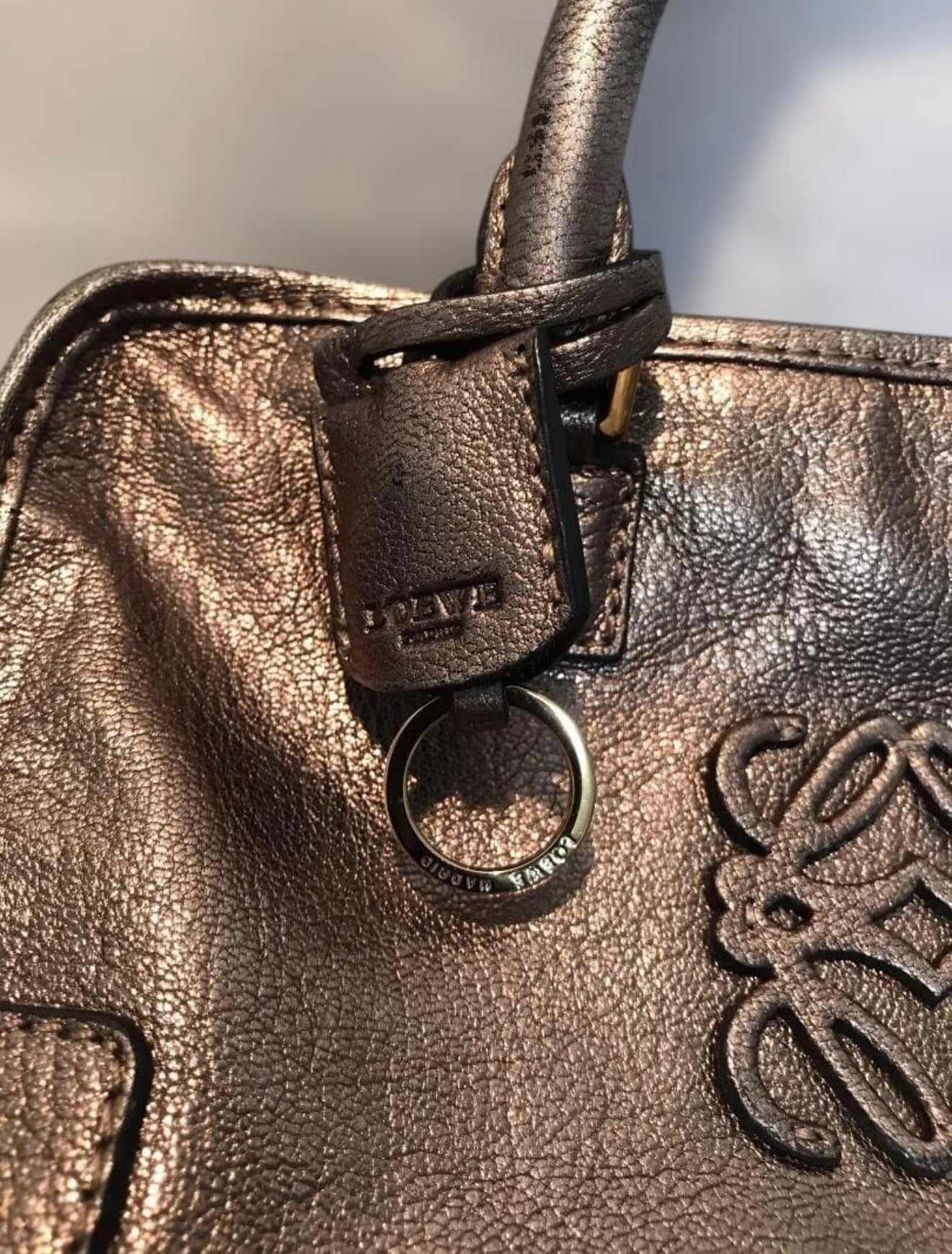 Loewe Amazona 28 Metallic Bronze Leather Handbag