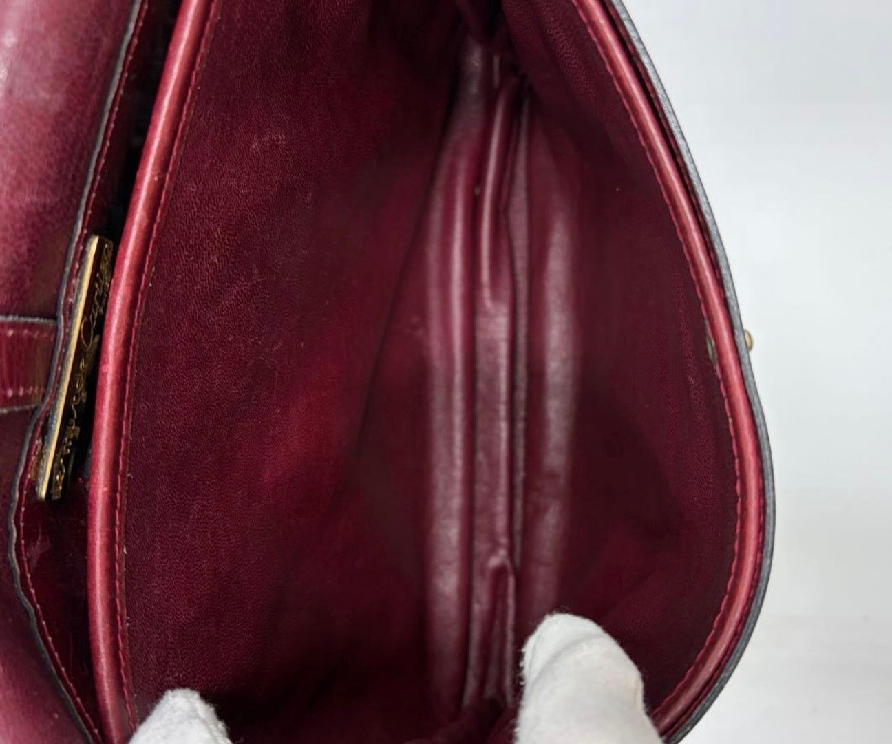 : Vintage Must de Cartier Burgundy Leather Saddle Flap Bag