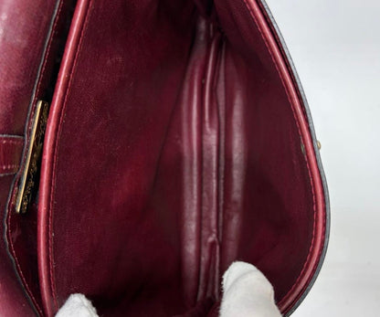 : Vintage Must de Cartier Burgundy Leather Saddle Flap Bag