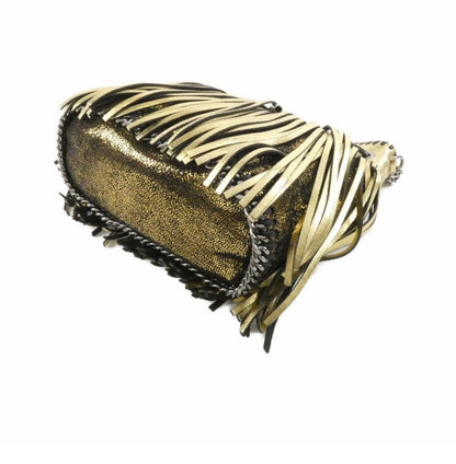 Stella McCartney Gold Metallic Fringe Falabella Shoulder Bag Crossbody 410875