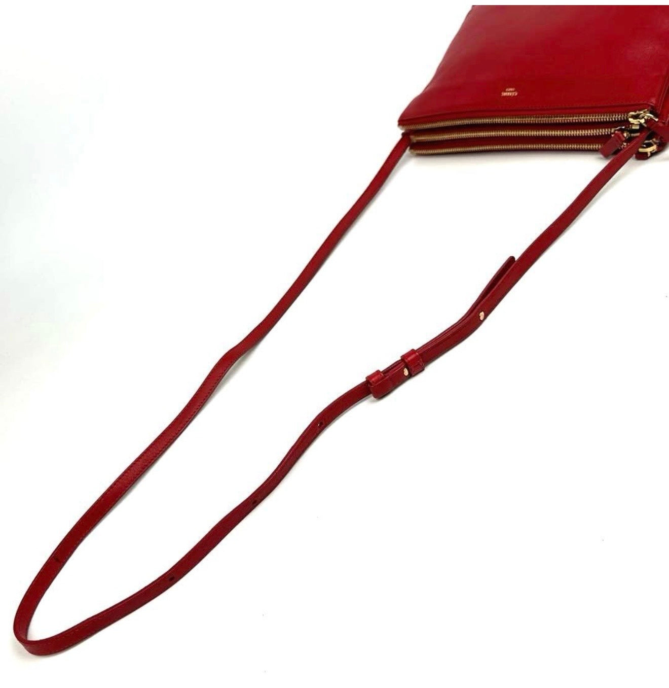 Celine Trio Large Leather Crossbody Bag in Red
