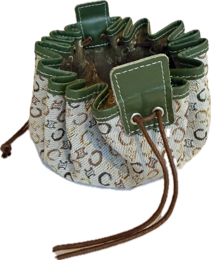 Vintage Celine C-Macadam Sulky Mini Kinchaku Drawstring Pouch - Green