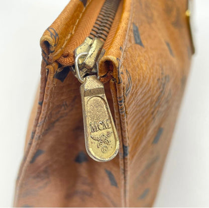 Vintage MCM Cognac Visetos Large Clutch Pouch Folio Bag