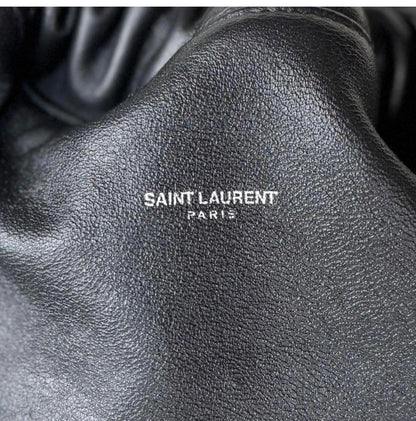 Saint Laurent Teddy Perforated Nappa Leather Shopping Tote Bag Black with Pouches
