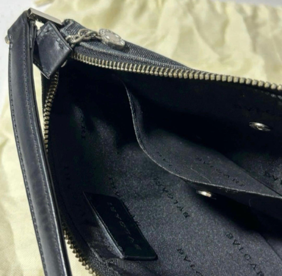Bvlgari Logo Mania Mini Denim Shoulder Bag - Black Vintage Pochette