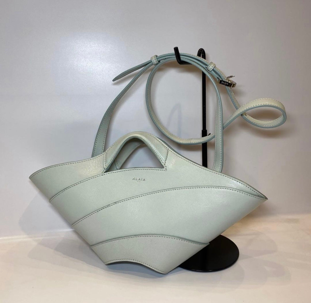 Brand New ALAÏA Mint Blue Leather Khaima Small Shoulder Bag