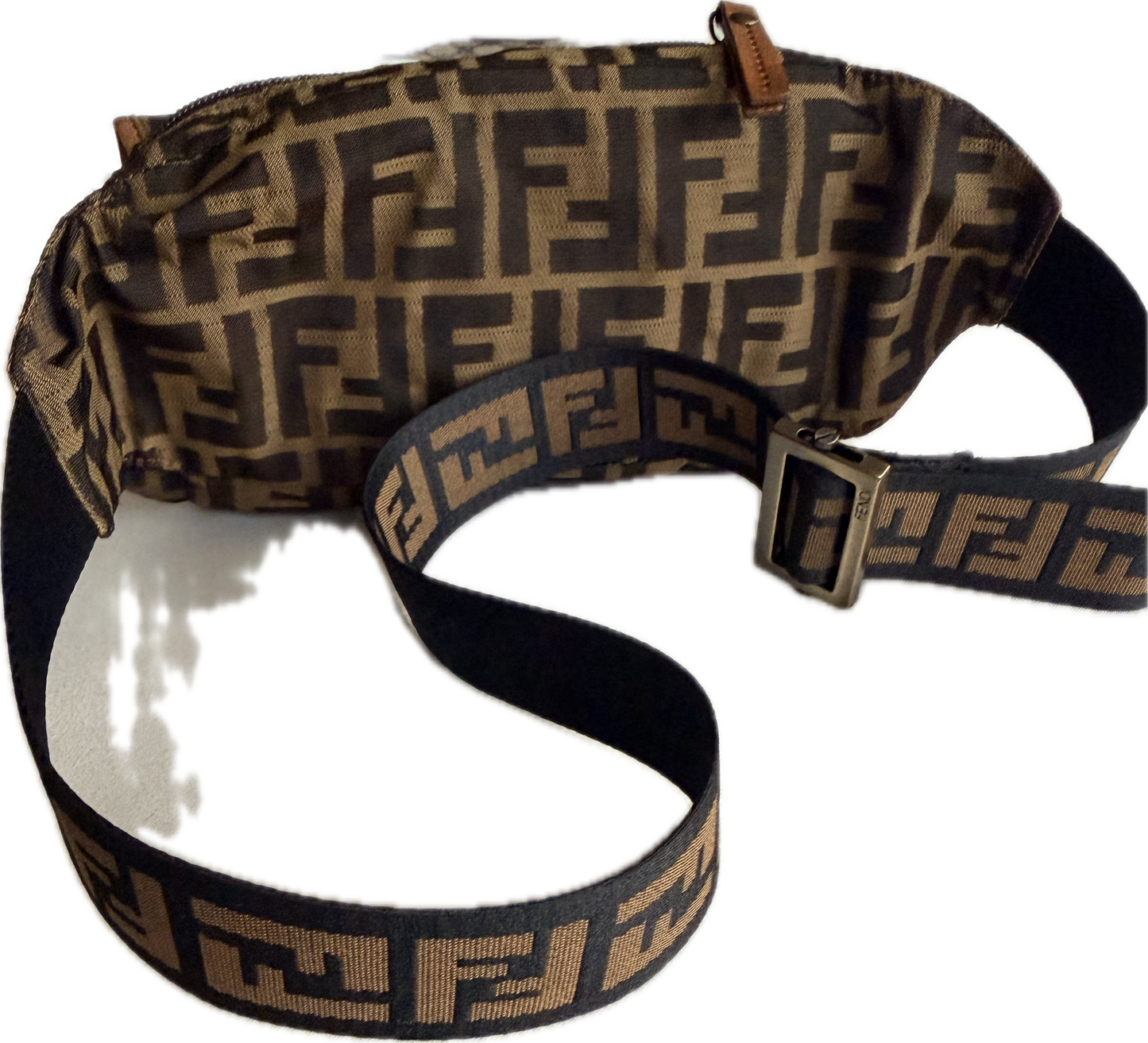 Vintage Fendi Zucca Canvas Double Pocket Belt Bag - Small