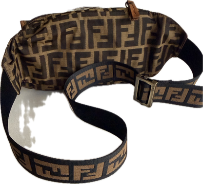 Vintage Fendi Zucca Canvas Double Pocket Belt Bag - Small