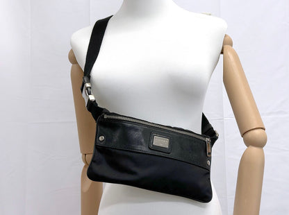 Dolce & Gabbana Black Nylon & Leather Logo Plaque Belt Bag