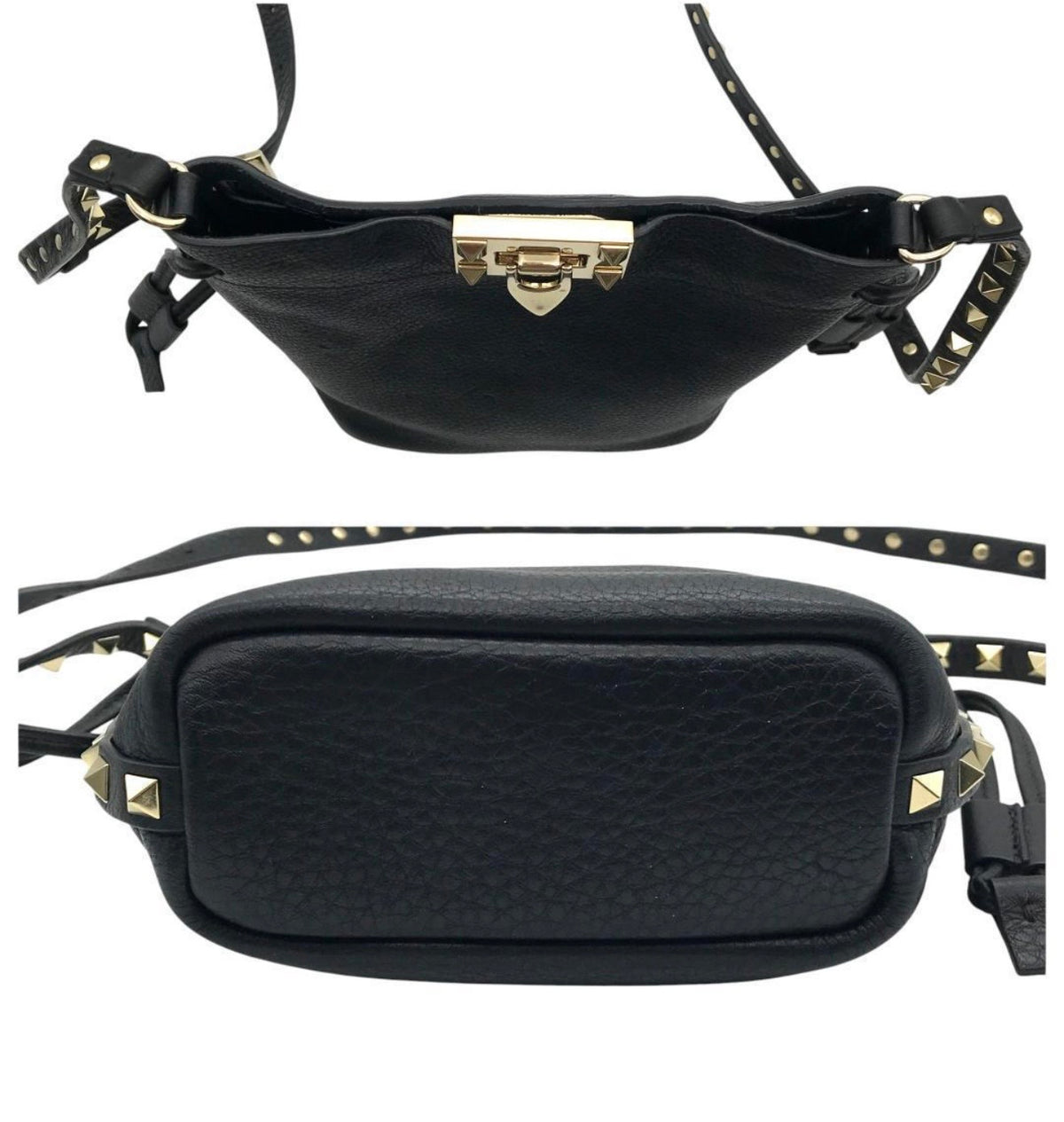 Valentino Garavani Rockstud Alcove Small Bucket Bag - Black Grained Leather